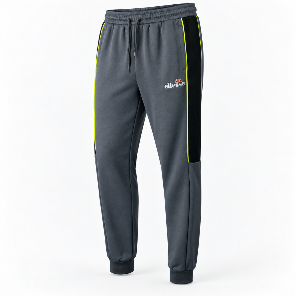 Pantaloni de trening ellesse gri cu benzi laterale