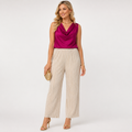 Pantaloni s.Oliver crem plisați wide leg