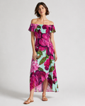 Rochie Desigual florală roz cu umerii goi