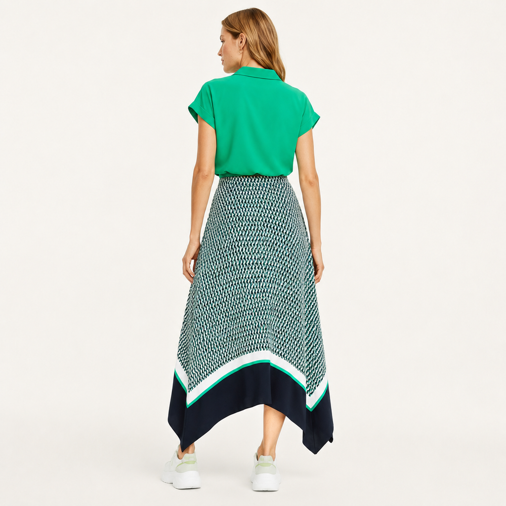 Fustă Tommy Hilfiger asimetrică cu imprimeu geometric