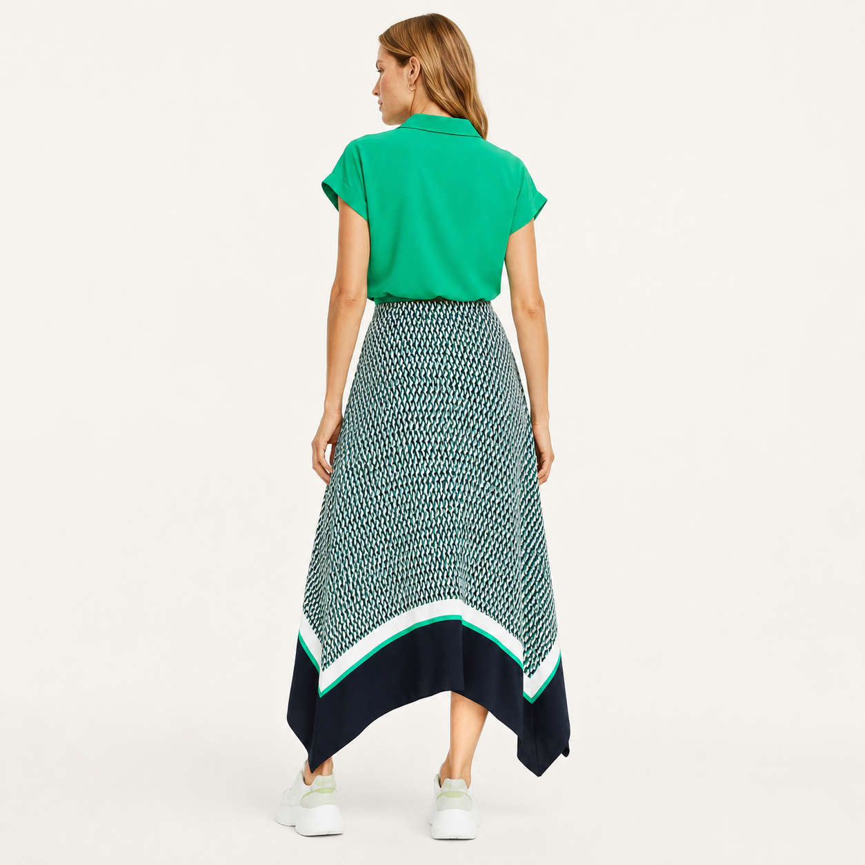 Fustă Tommy Hilfiger asimetrică cu imprimeu geometric
