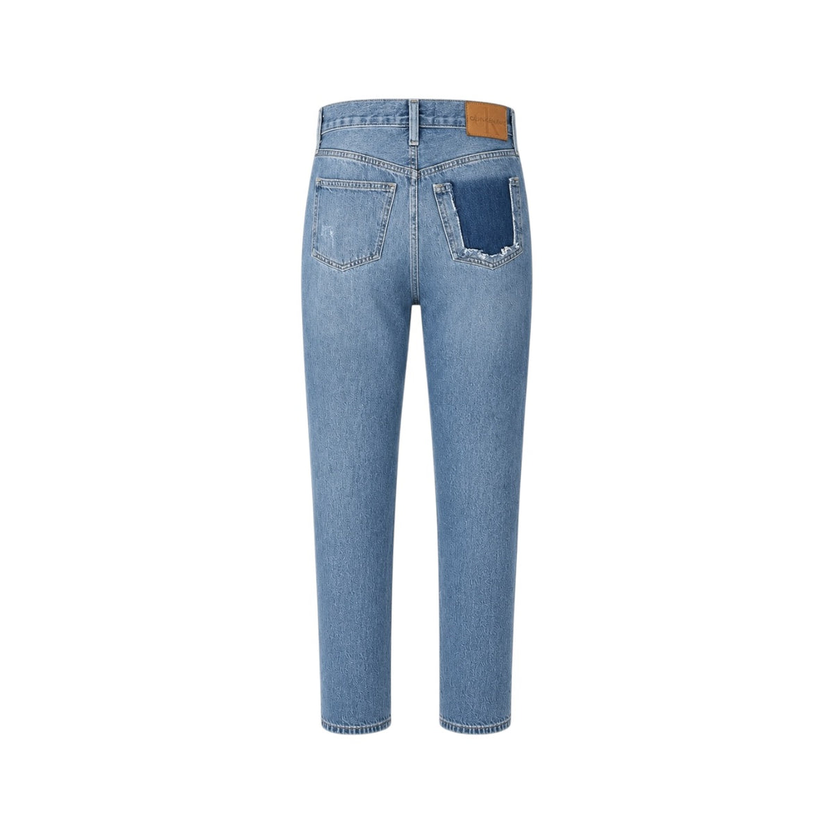 Blugi Calvin Klein Jeans High Rise Straight Ankle cu efect distressed