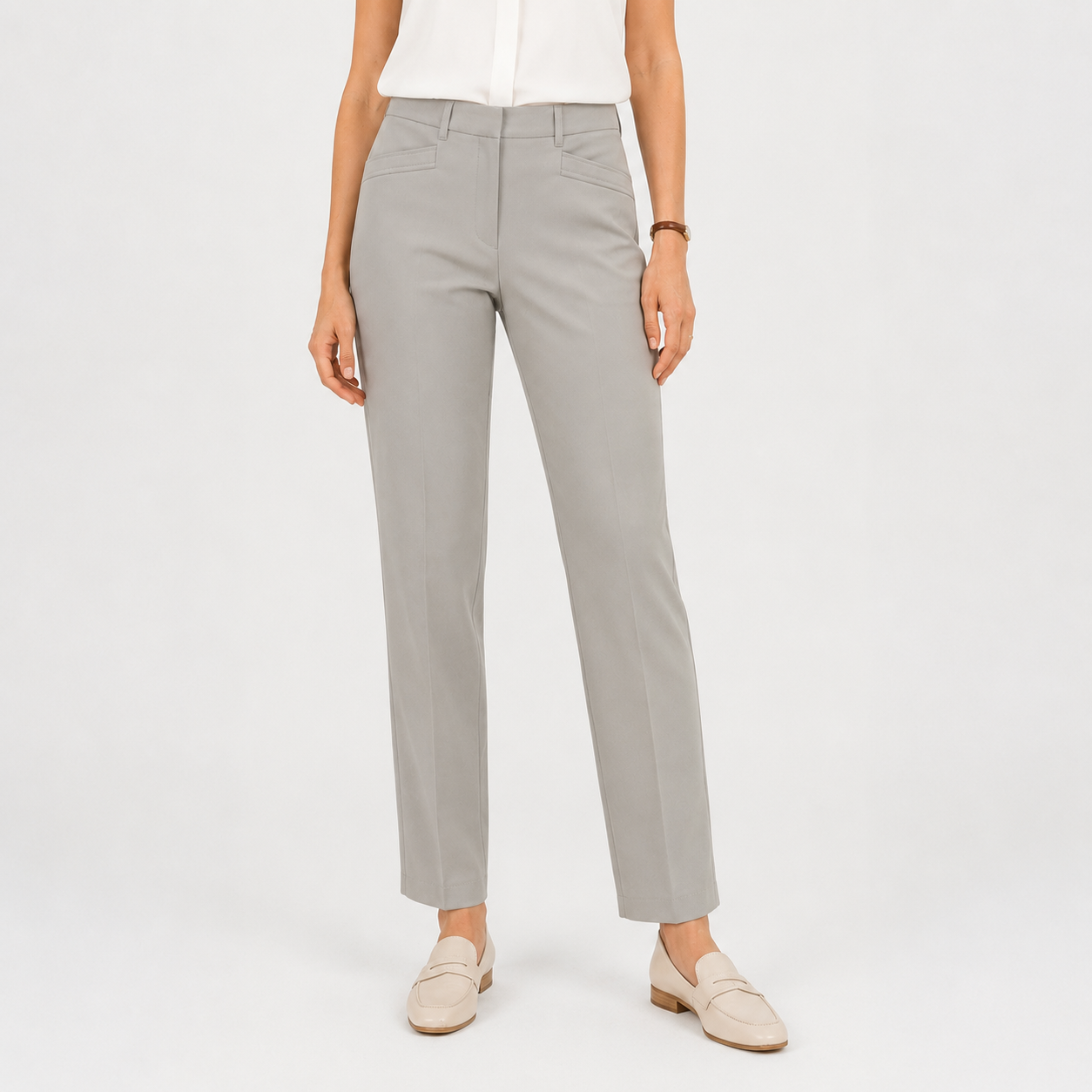 Pantaloni s.Oliver Rachel gri bej regular fit