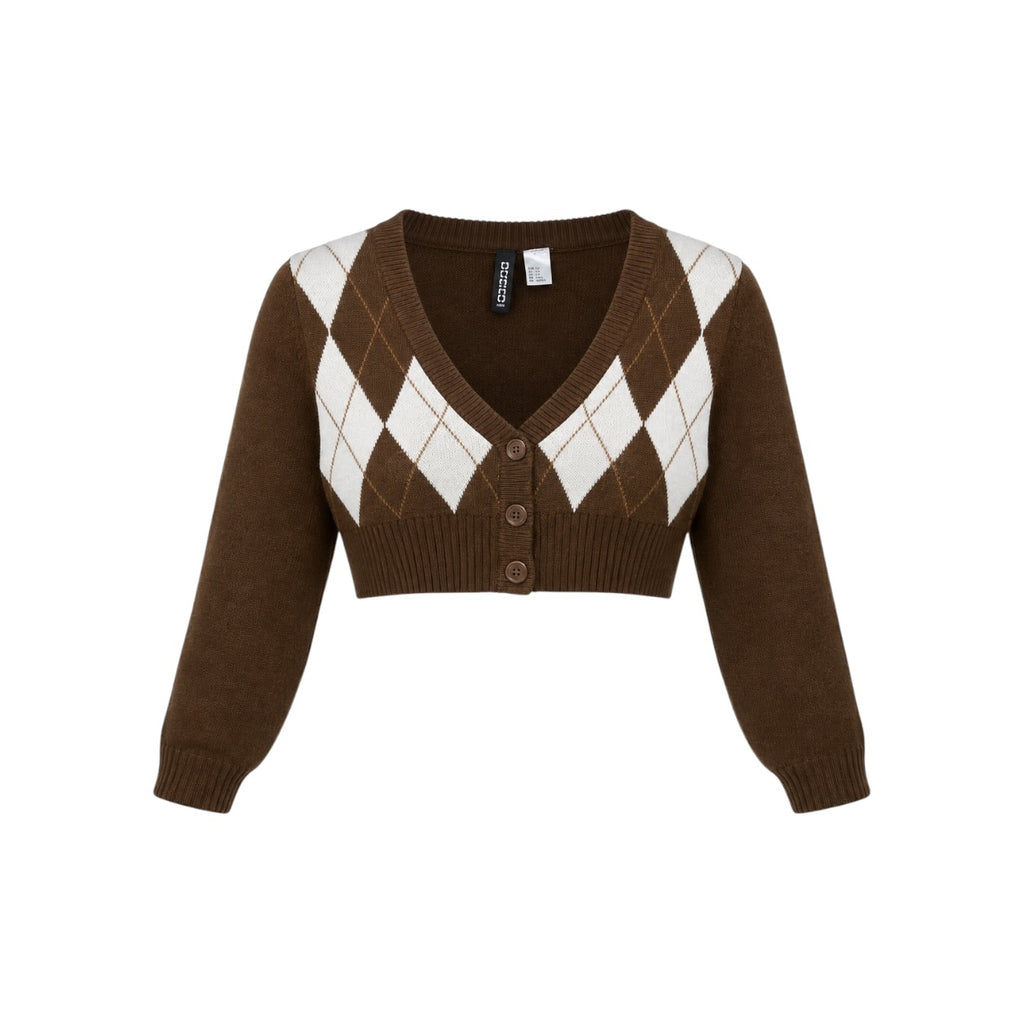 Cardigan H&M Divided cropped cu model argyle