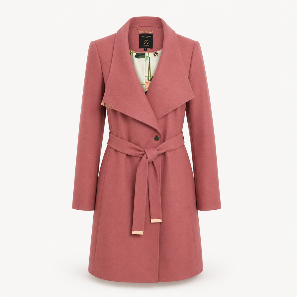 Palton Ted Baker Langley roz cu cordon