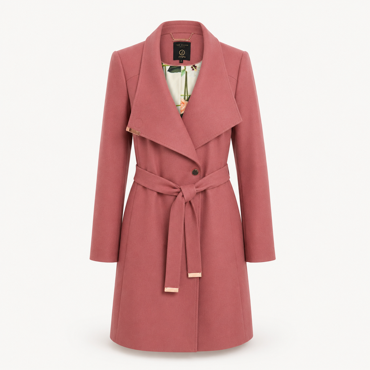 Palton Ted Baker Langley roz cu cordon