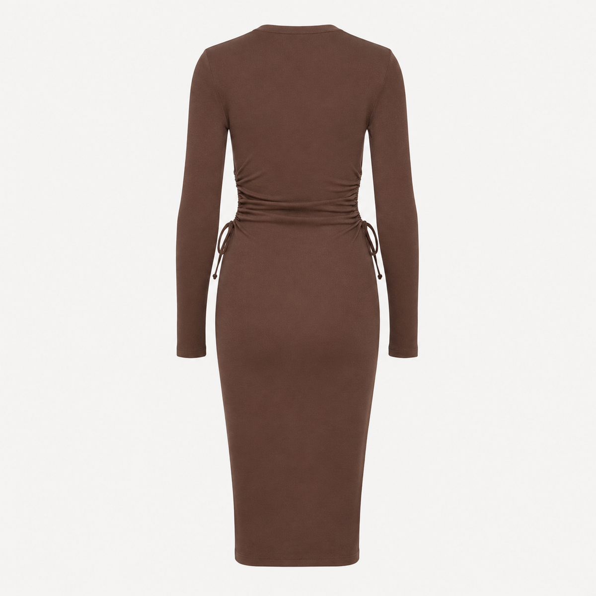 Rochie Envii maro midi cu decupaje laterale