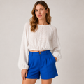 Bluză Bershka albă crop cu spate decupat