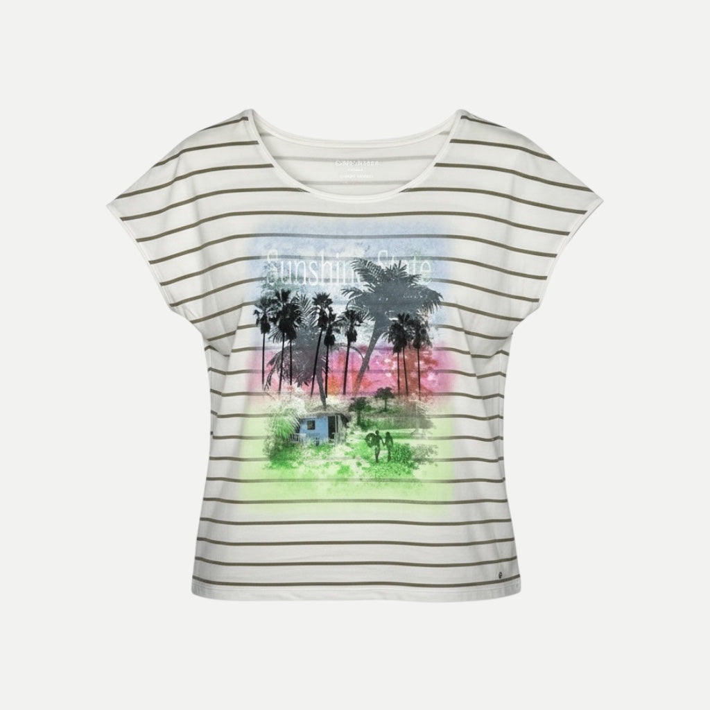 Tricou Gerry Weber Alb În dungi