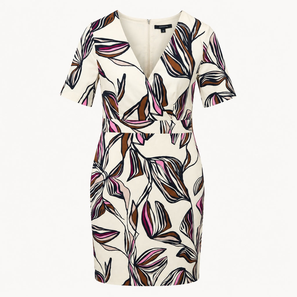 Rochie Comma ivoire cu imprimeu abstract colorat