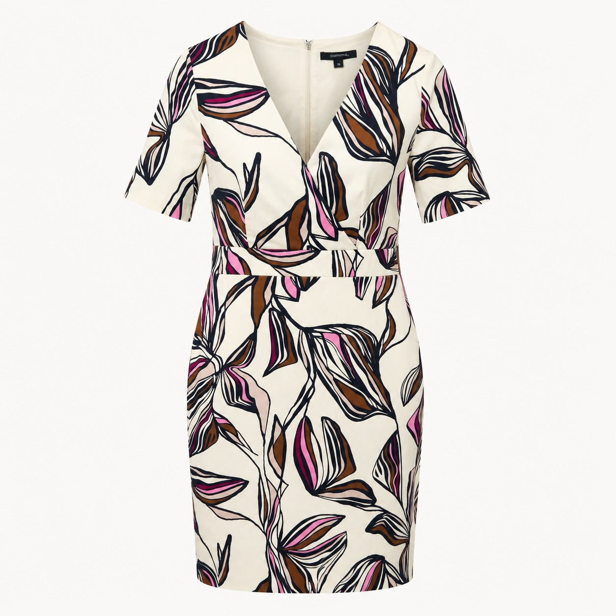 Rochie Comma ivoire cu imprimeu abstract colorat
