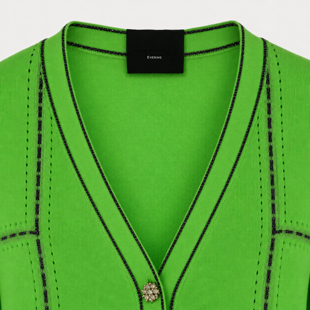 Cardigan Stizzoli verde cu nasturi bijuterie