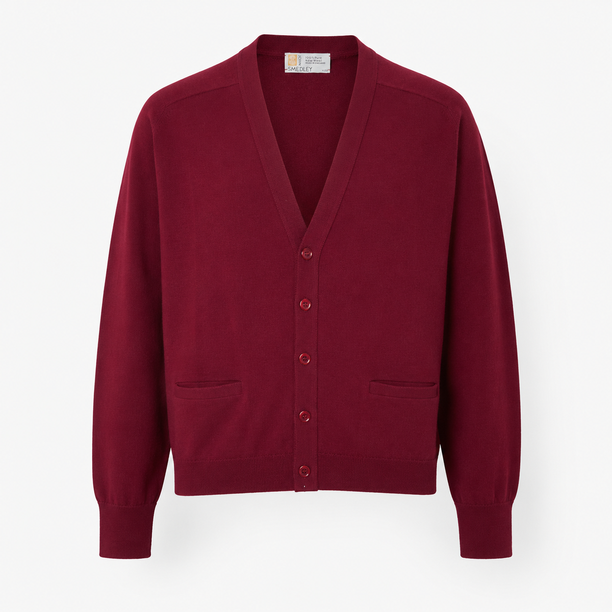 Cardigan John Smedley bordo din lână virgină