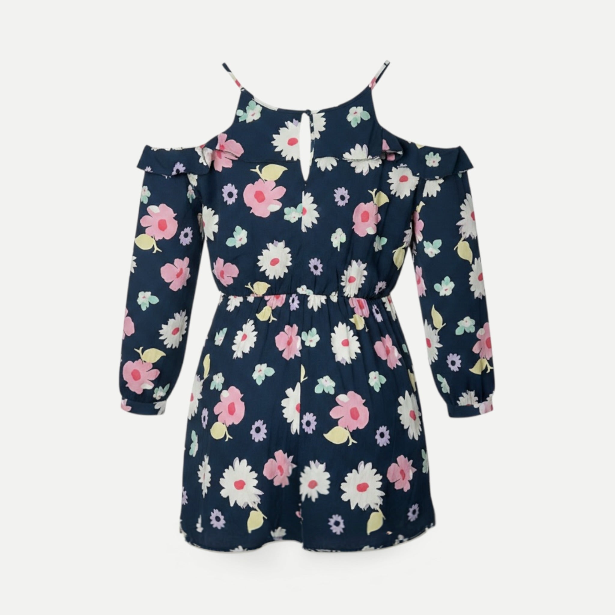 Rochie Pepe Jeans florală bleumarin cu umerii decupați