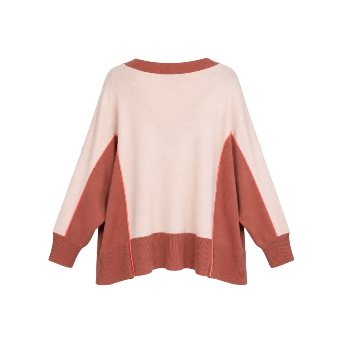 Pulover MAX&Co. by Max Mara Colorblock cu decolteu în V din mix de lână și cașmir