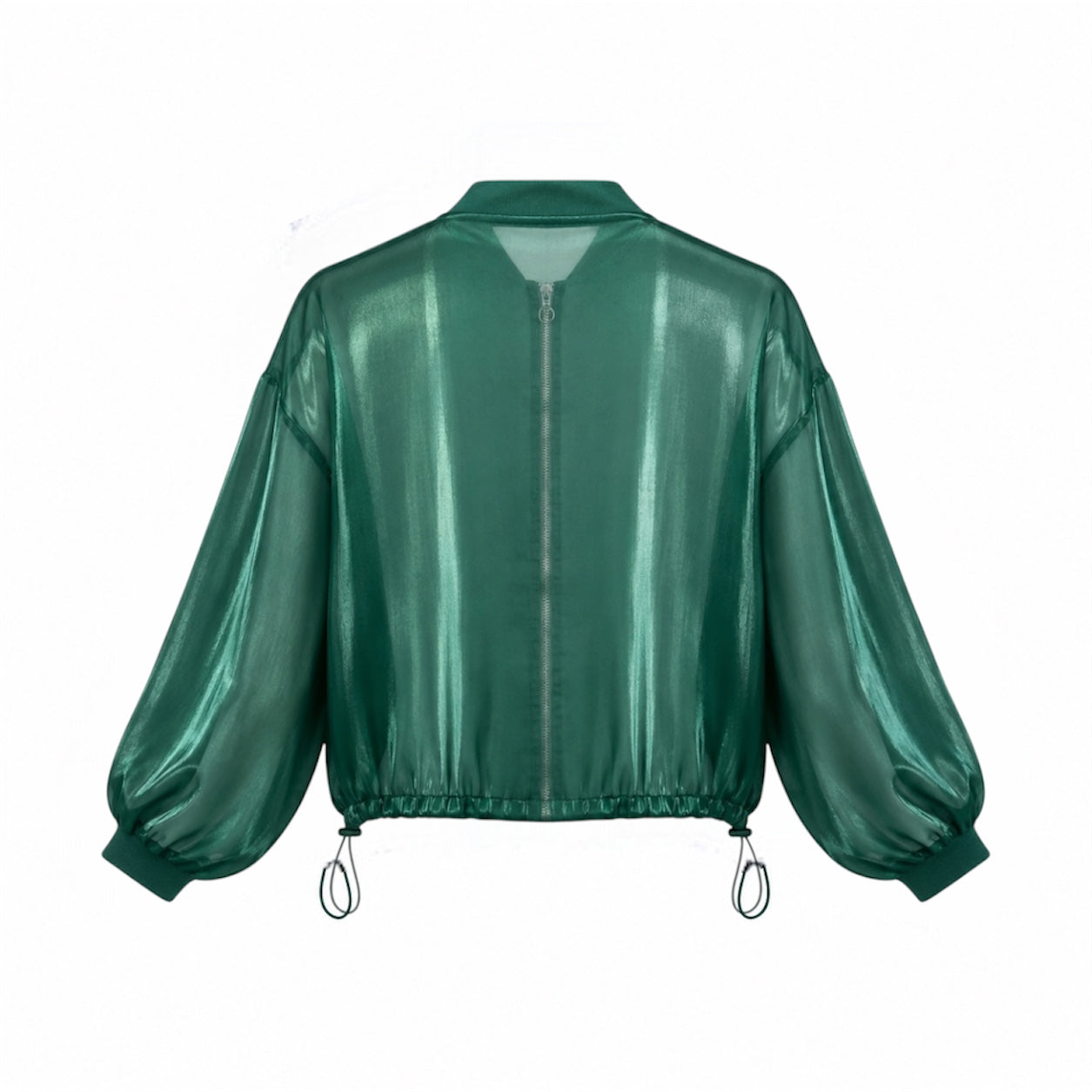 Jachetă bomber Zara verde transparentă cu luciu satinat