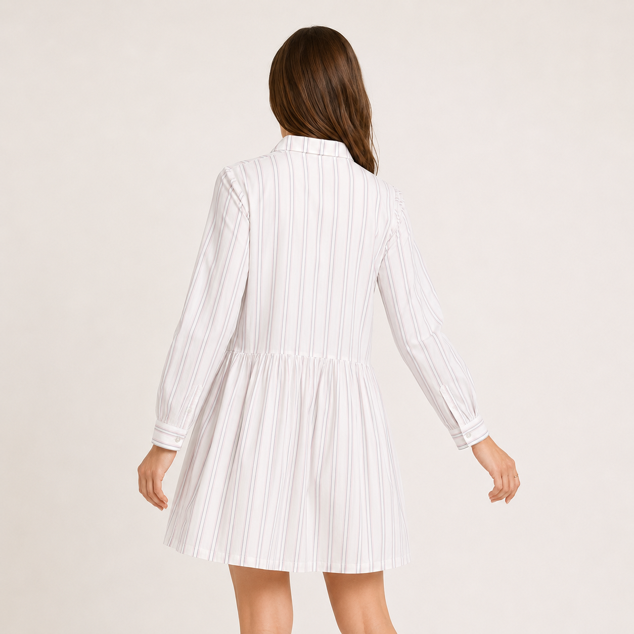 Rochie tip cămașă Q/S by s.Oliver albă cu dungi fine