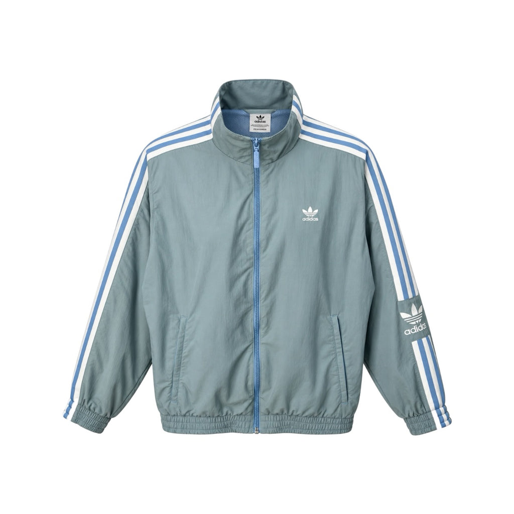 Jachetă adidas Originals Primegreen cu fermoar, vedere frontală pe manechin invizibil