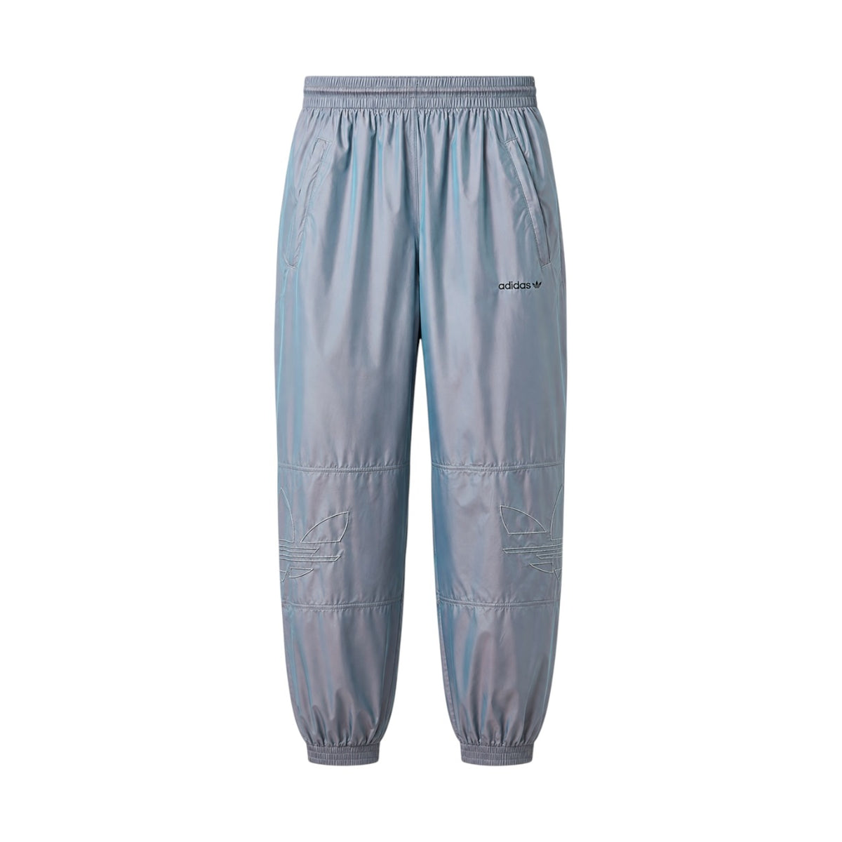 Pantaloni adidas Originals bleu irizați cu logo Trefoil