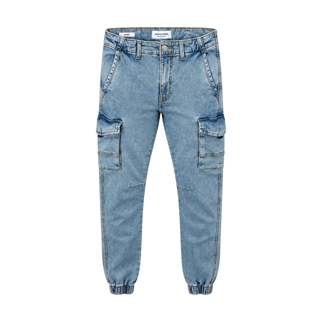 Blugi Jack & Jones tapered cargo albastru deschis, vedere frontală produs