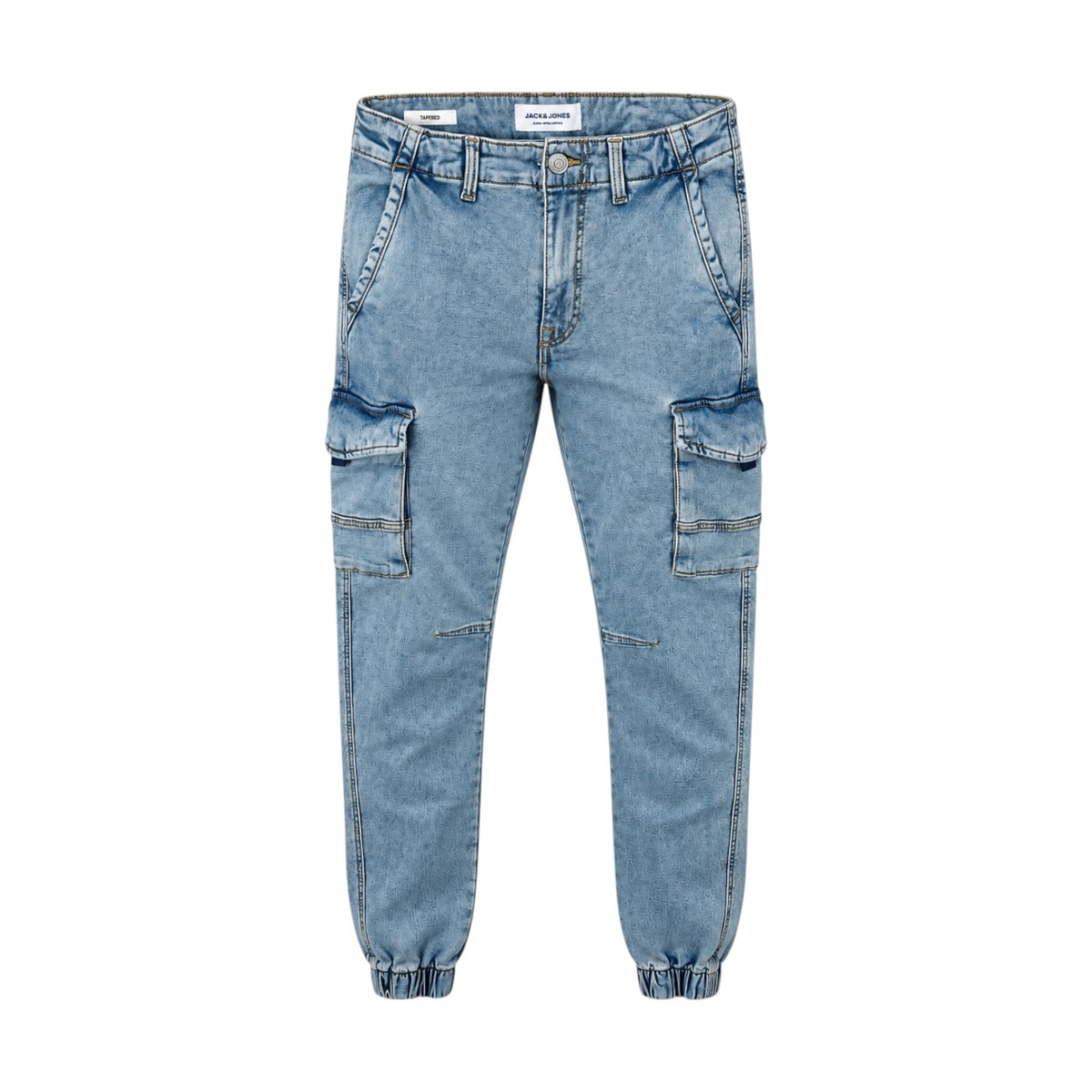 Blugi Jack & Jones tapered cargo albastru deschis, vedere frontală produs