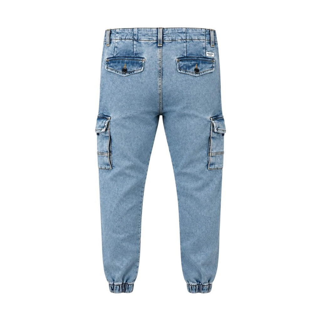 Blugi Jack & Jones tapered cargo albastru deschis, vedere din spate produs