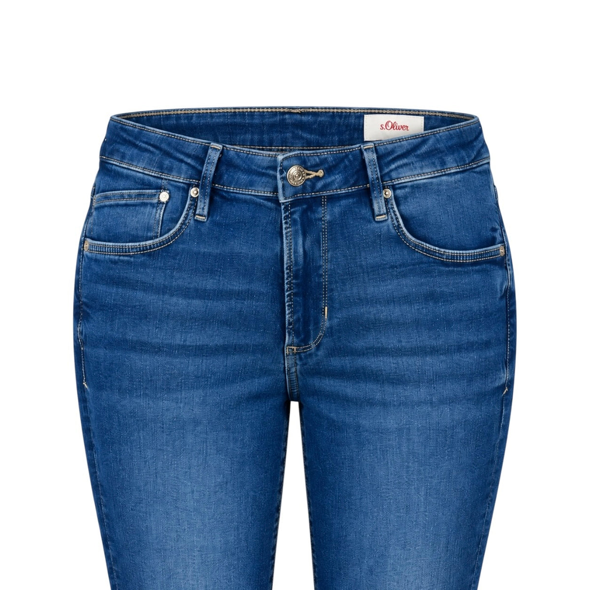 Blugi s.Oliver Betsy albaștri slim, detaliu denim și talie