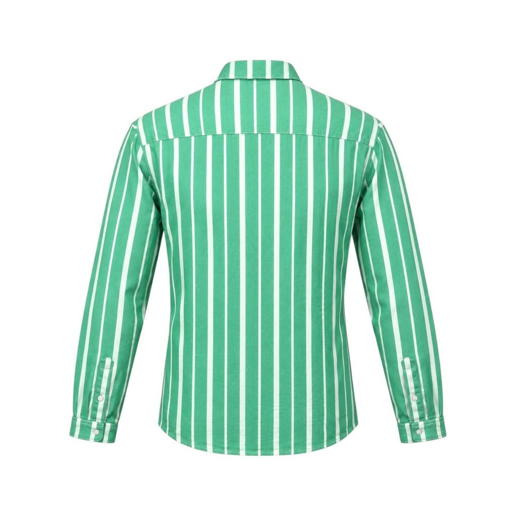 Cămașă Tom Tailor Denim verde cu dungi albe, vedere din spate produs