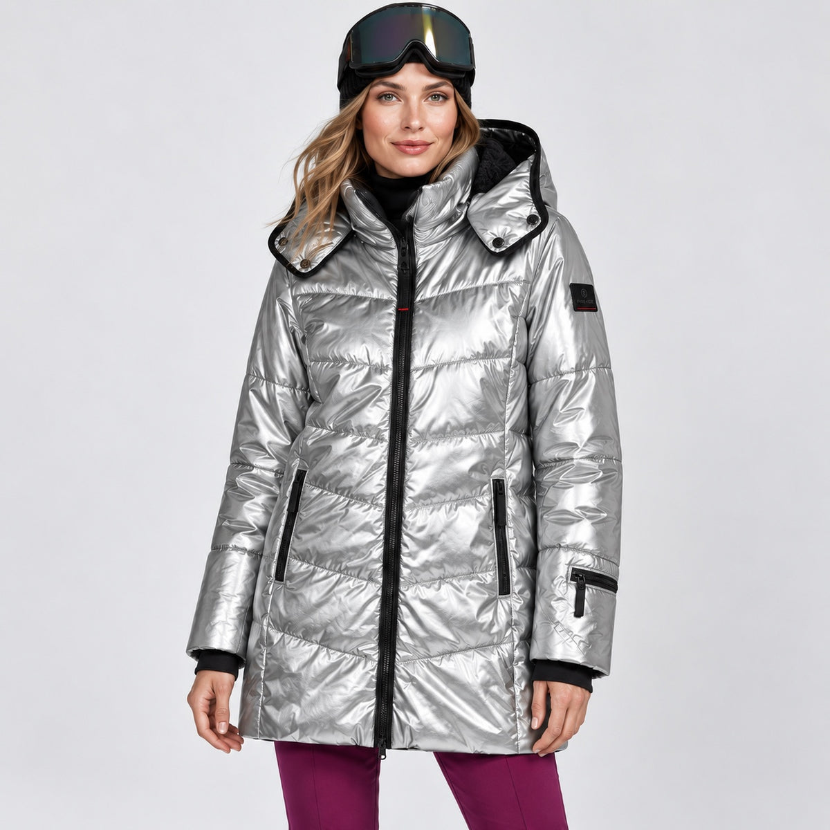 Geacă Bogner Fire+Ice Irma argintie, vedere frontală pe model