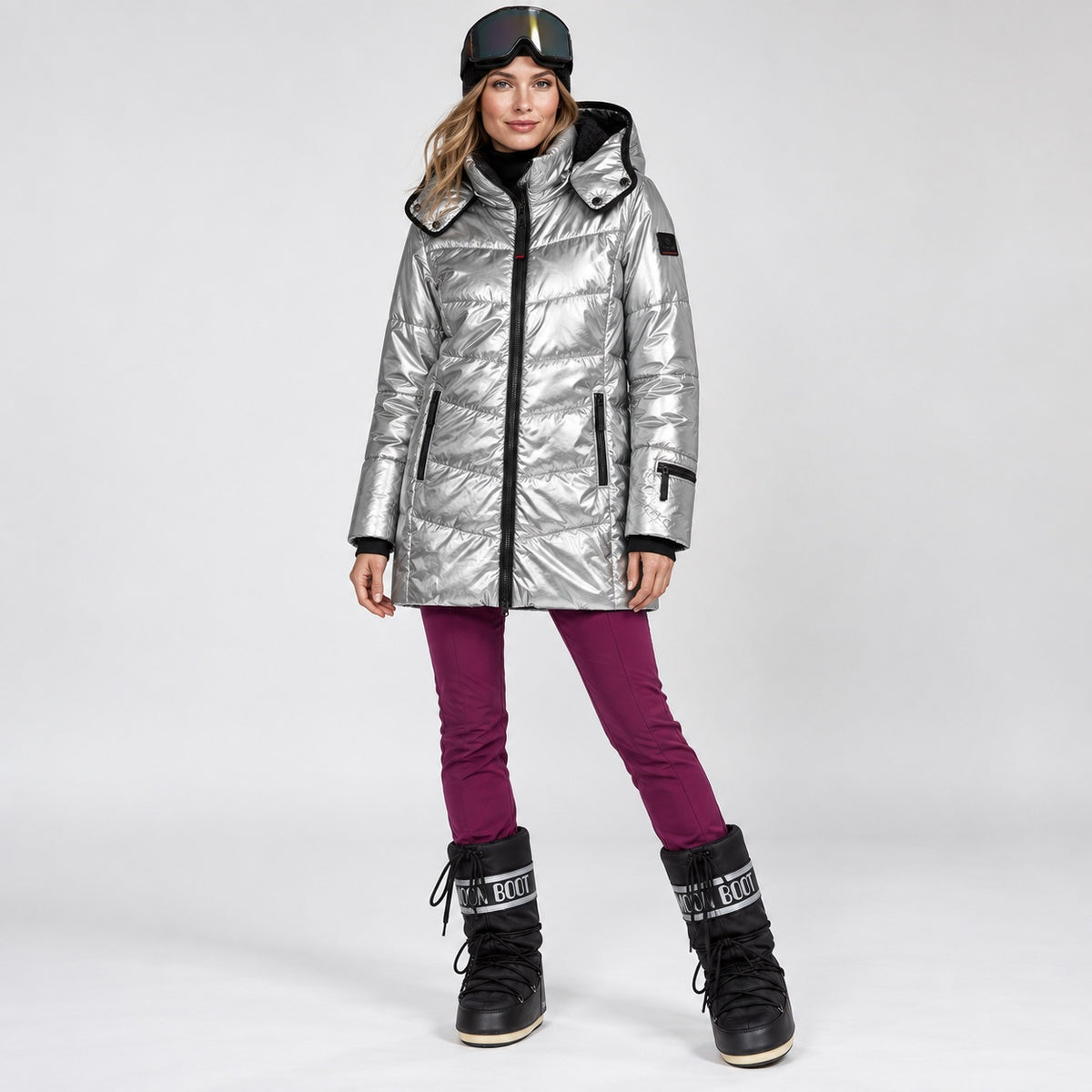 Geacă Bogner Fire+Ice Irma argintie, vedere integrală pe model