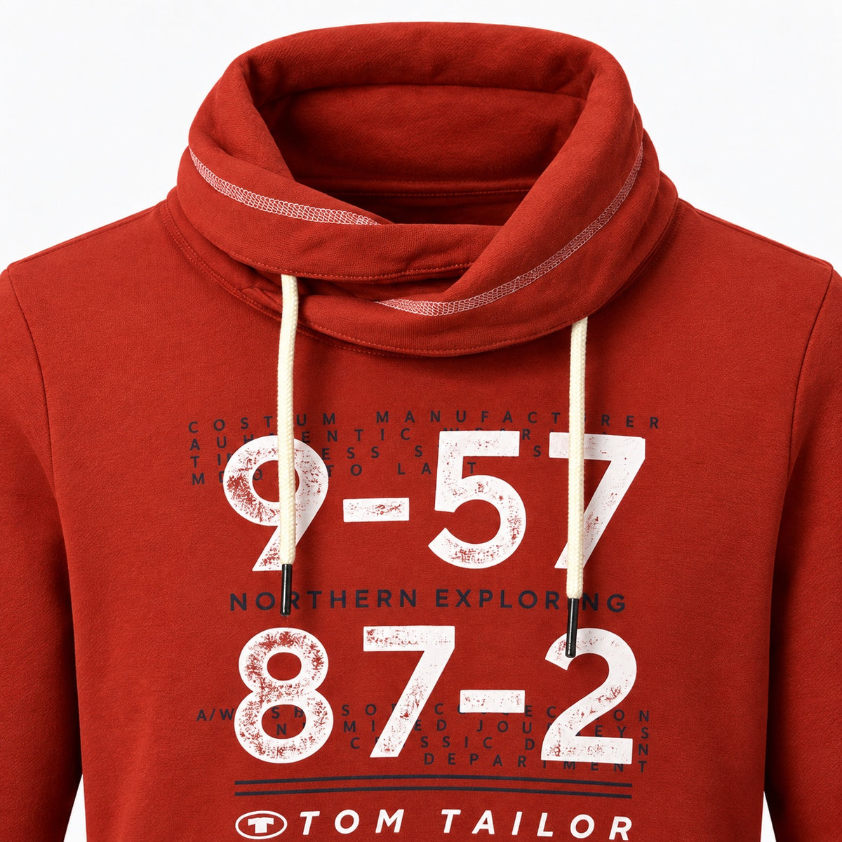 Hanorac Tom Tailor ruginiu, detaliu guler snood