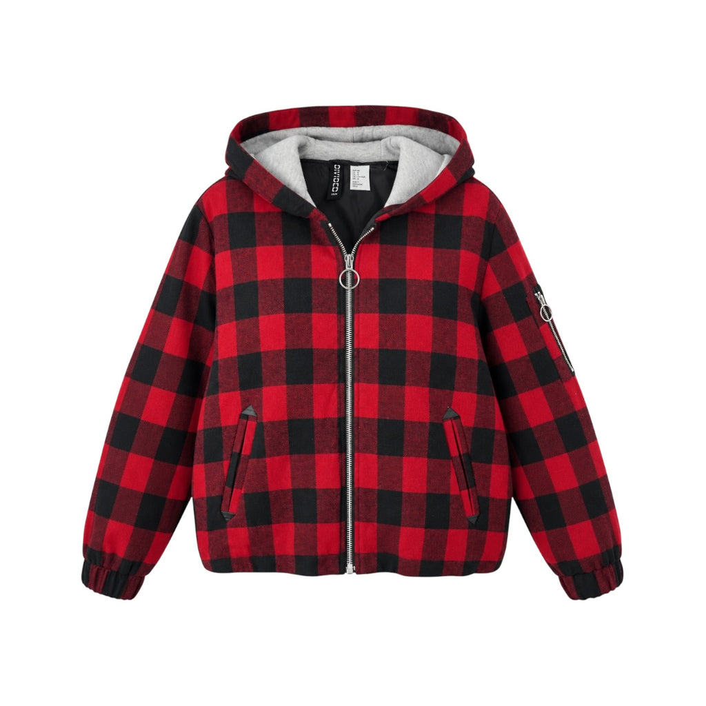 Jachetă H&M Divided în carouri roșu-negru, vedere frontală produs