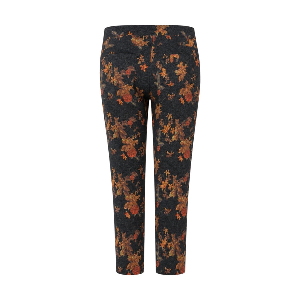 Pantaloni Laura Torelli Classic negri cu imprimeu floral