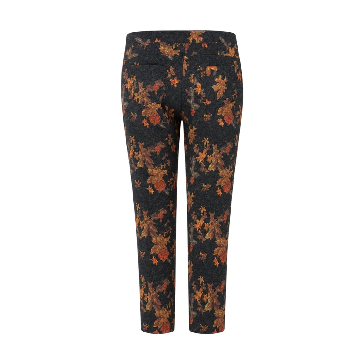 Pantaloni Laura Torelli Classic negri cu imprimeu floral