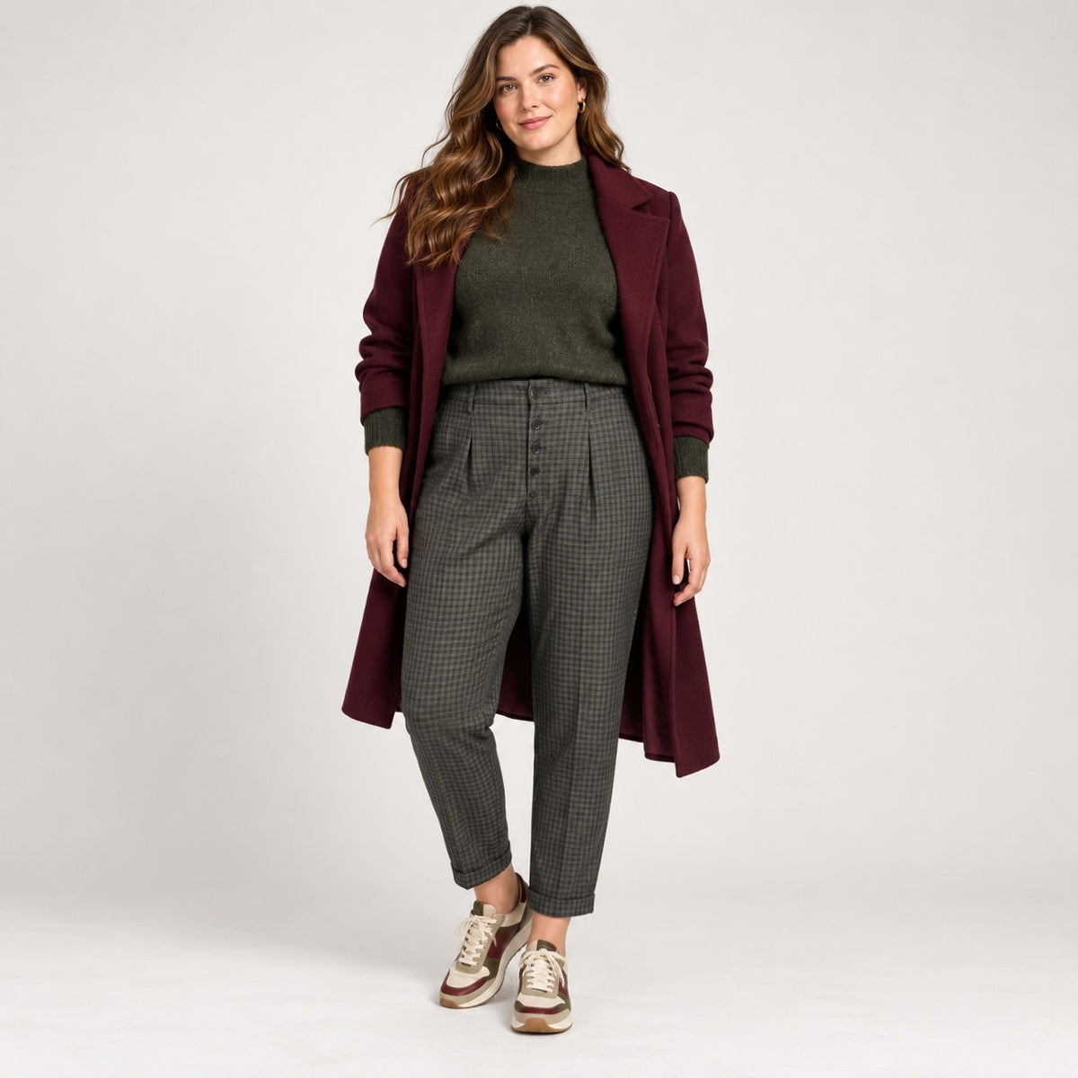 Pantaloni Mango în carouri, vedere completă