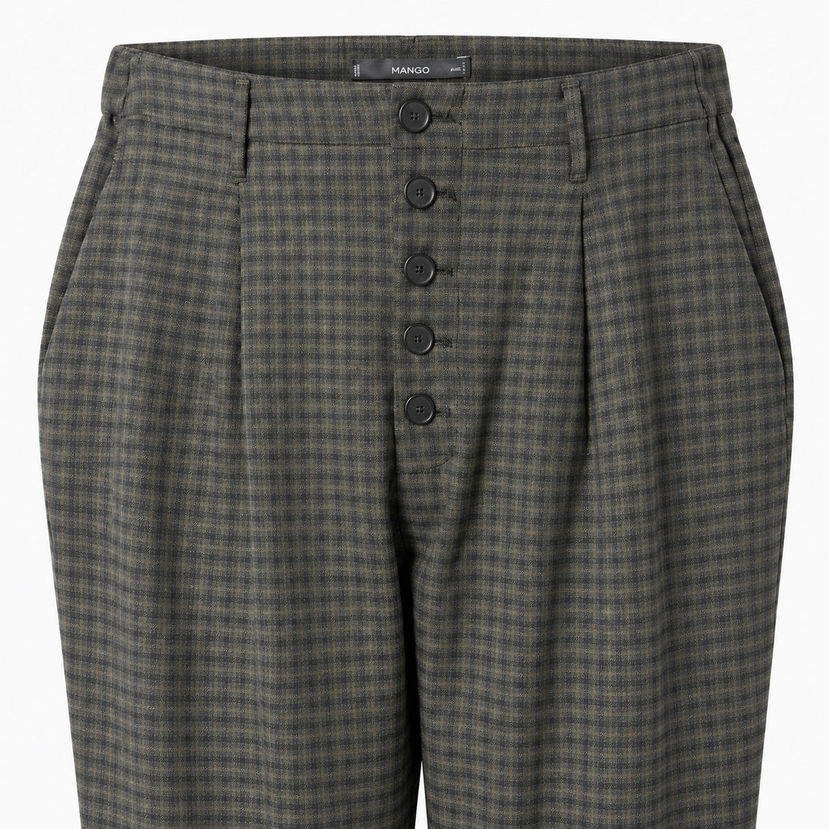 Detaliu talie pantaloni Mango în carouri