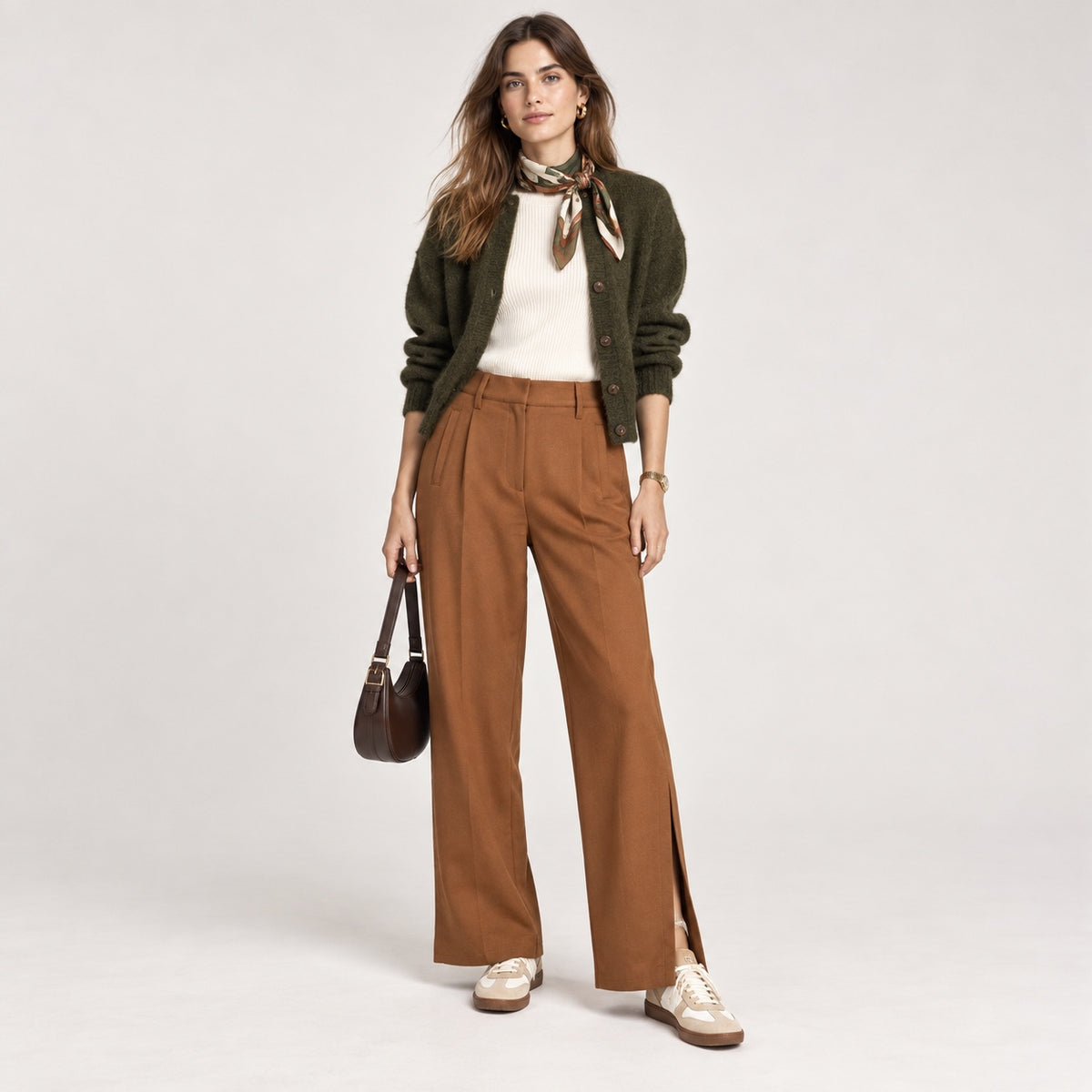 Pantaloni Nicla maro wide leg, vedere completă