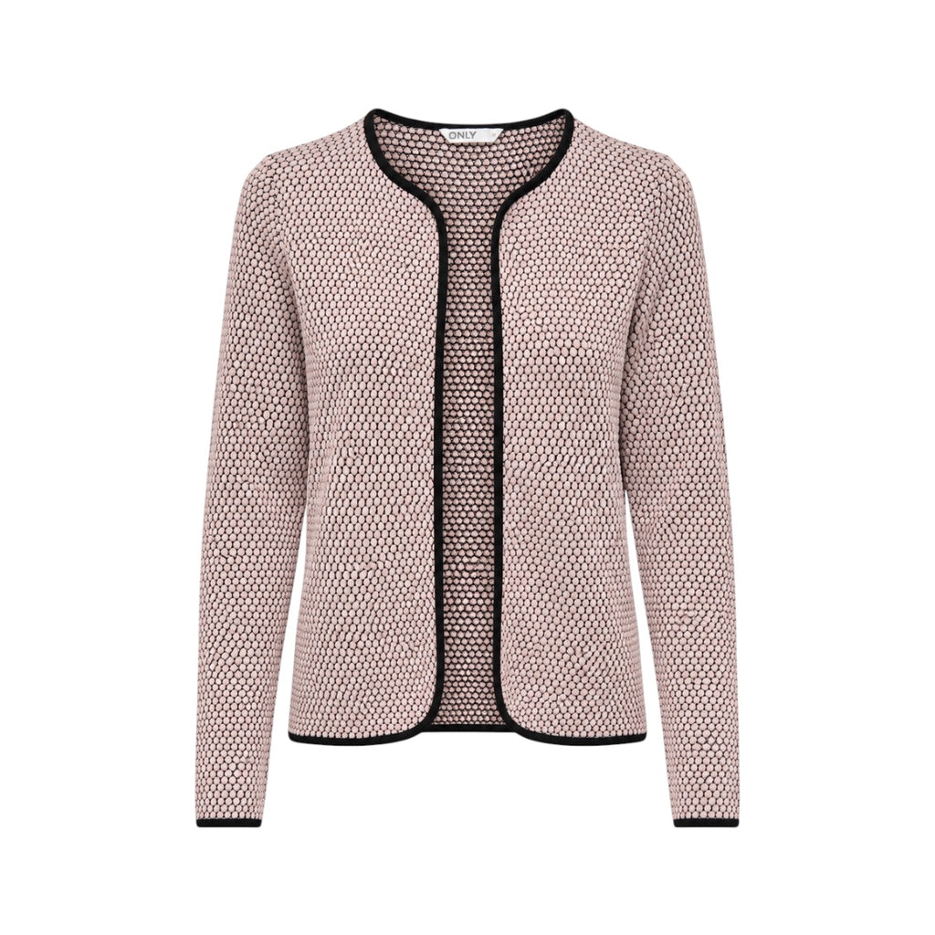 Cardigan ONLY roz cu model texturat și borduri negre
