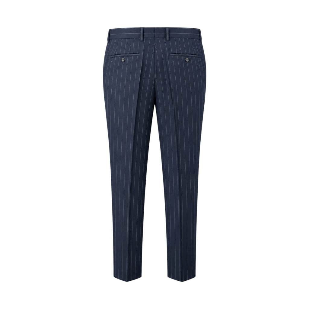 Pantaloni Hugo Boss bleumarin cu dungi, vedere din spate produs