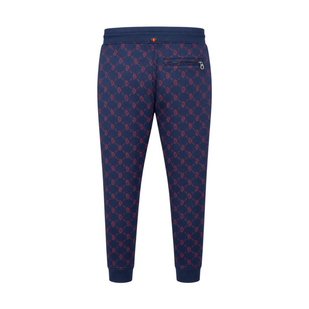 Pantaloni de trening Luke Sport bleumarin cu imprimeu roșu, vedere din spate produs
