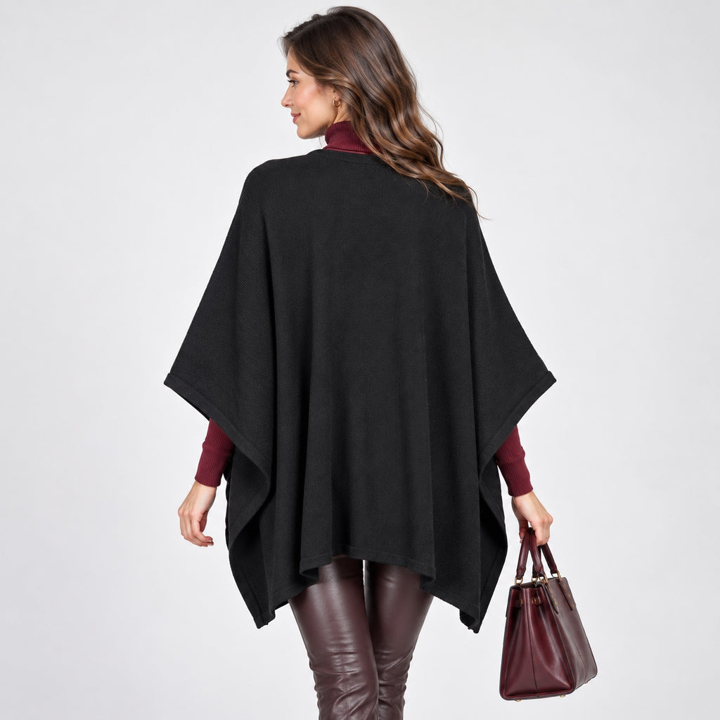 Poncho MICHAEL Michael Kors negru, vedere din spate pe model