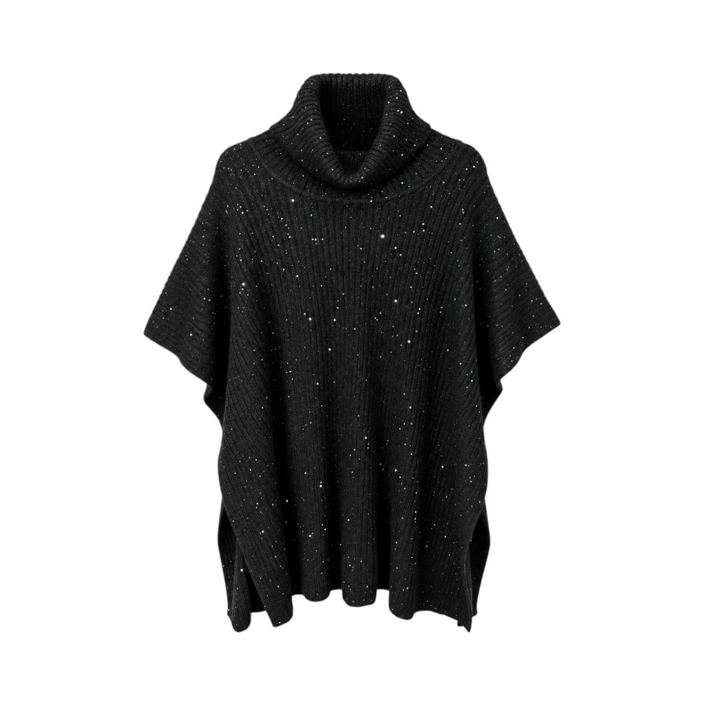 Poncho Twinset negru tricotat cu paiete, vedere frontală produs
