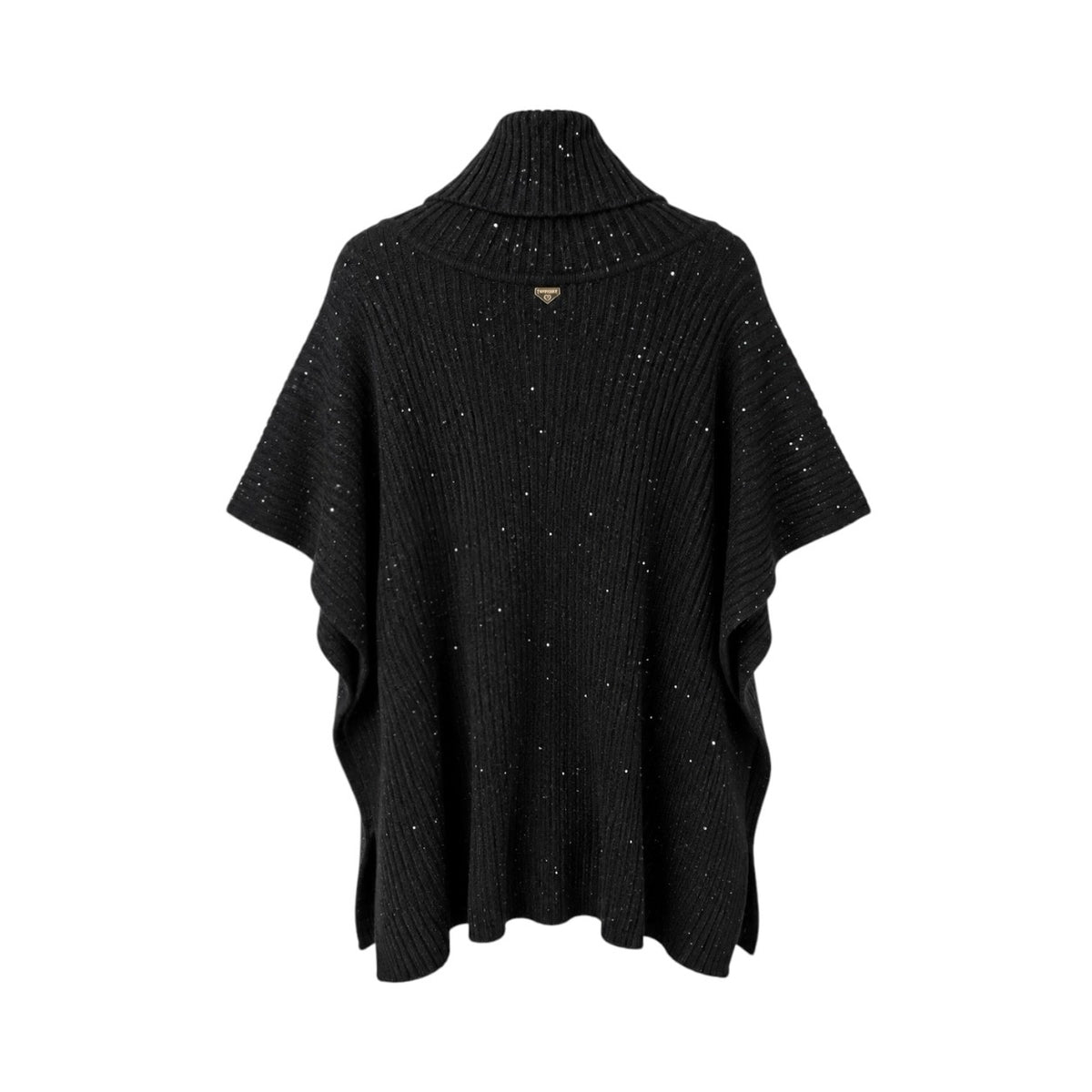 Poncho Twinset negru tricotat cu paiete, vedere din spate produs