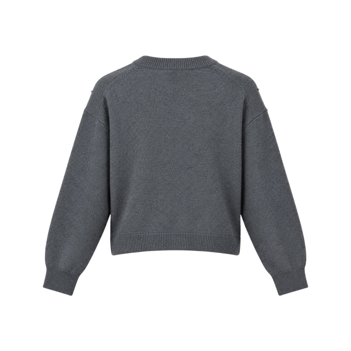 Pulover H&M gri cropped cu aplicații metalice, vedere din spate produs