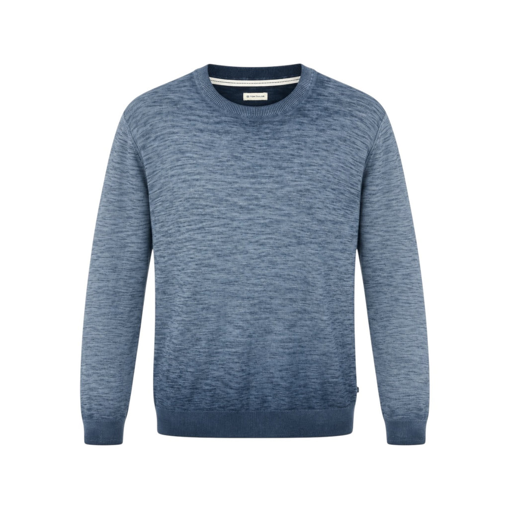 Pulover Tom Tailor albastru cu efect washed, vedere frontală produs