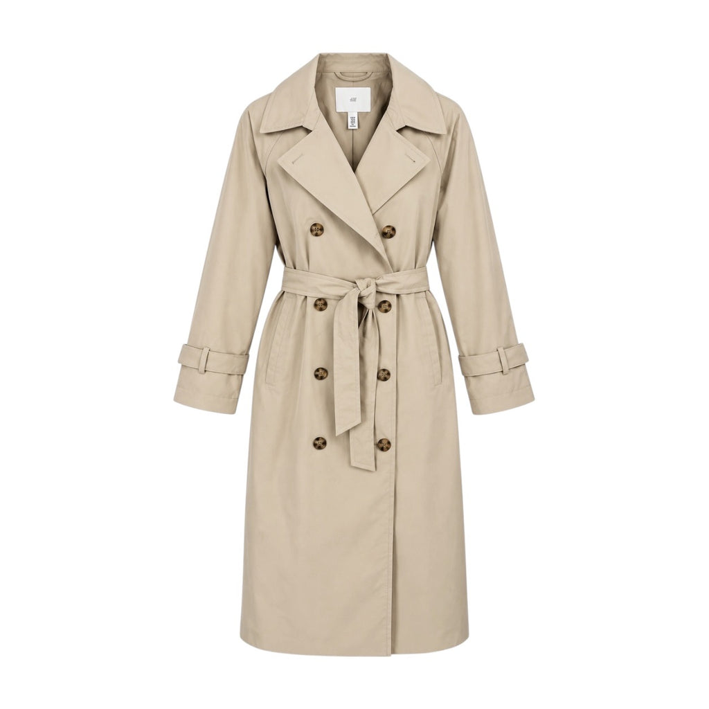 Trenci H&M bej oversized cu cordon, vedere frontală produs