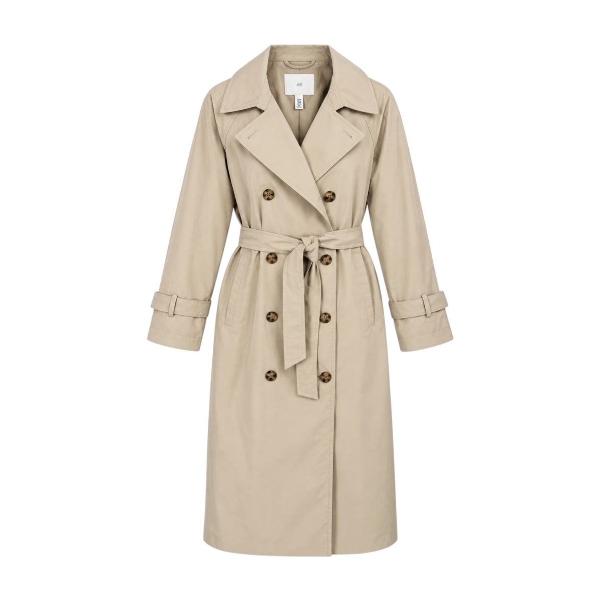 Trenci H&M bej oversized cu cordon, vedere frontală produs